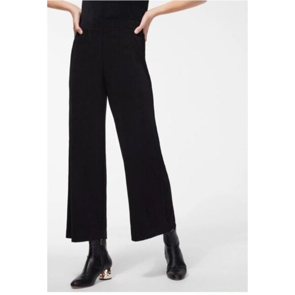 Chicos 2 travlers Womens Black Wide-Leg cropped Pants Size large travel knit - Picture 7 of 7